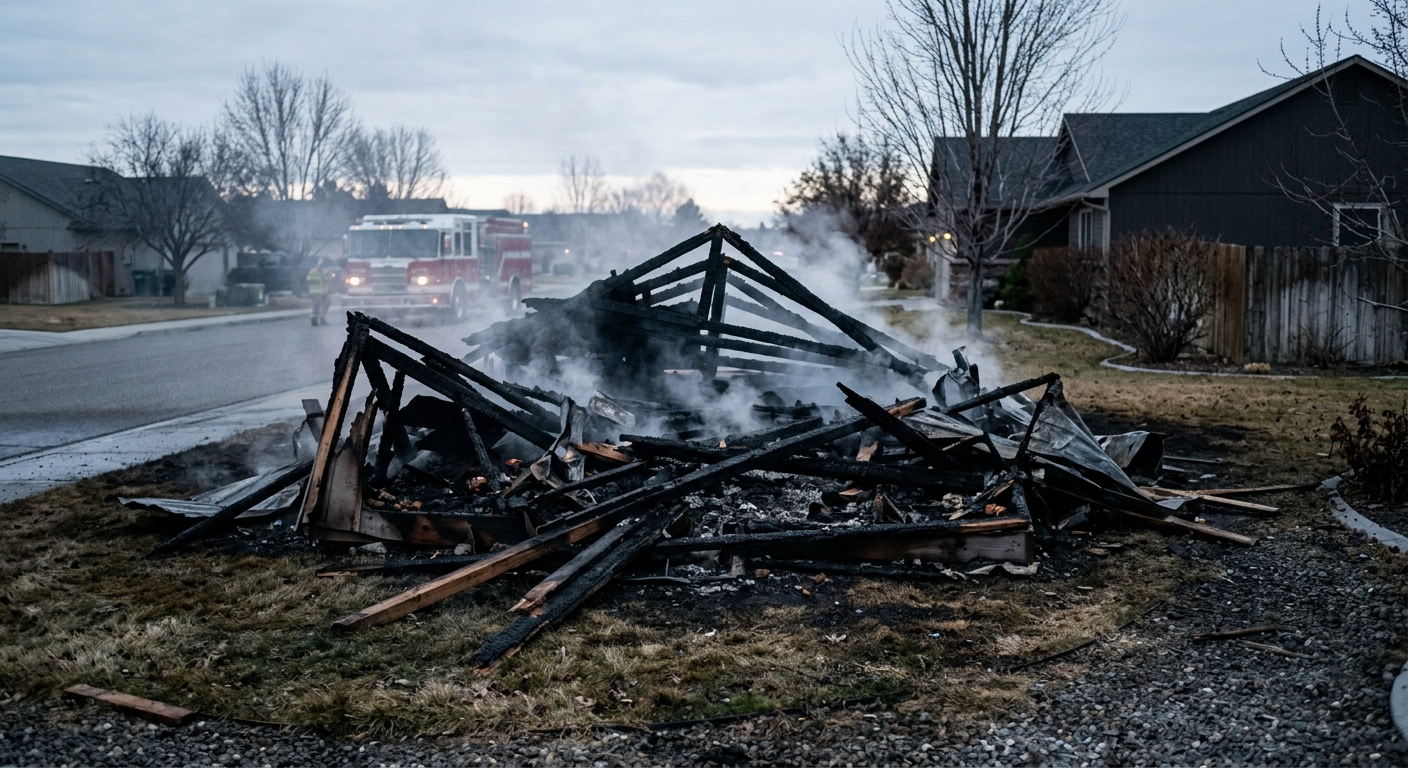 Late-Night Chubbuck Fire Destroys Shed and Forces Road Closure in Idaho